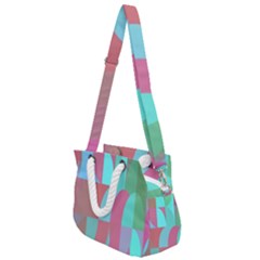 Geometric Ocean Purple Blue Pink Rope Handles Shoulder Strap Bag