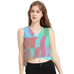 Geometric Ocean Purple Blue Pink V-neck Cropped Tank Top