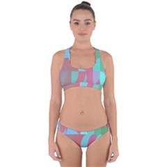 Geometric Ocean Purple Blue Pink Cross Back Hipster Bikini Set