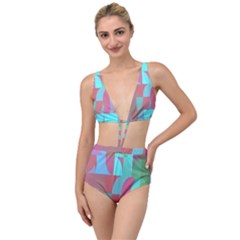 Geometric Ocean Purple Blue Pink Tied Up Two Piece Swimsuit