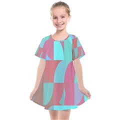 Geometric Ocean Purple Blue Pink Kids  Smock Dress