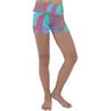 Geometric Ocean Purple Blue Pink Kids  Lightweight Velour Yoga Shorts View1