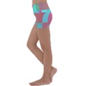 Geometric Ocean Purple Blue Pink Kids  Lightweight Velour Yoga Shorts View2