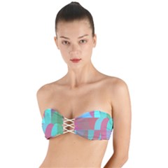 Geometric Ocean Purple Blue Pink Twist Bandeau Bikini Top