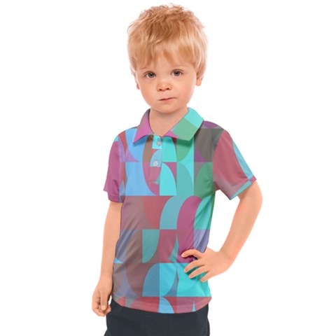 Geometric Ocean Purple Blue Pink Kids  Polo T-shirt by ConteMonfrey