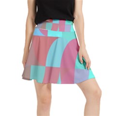 Geometric Ocean Purple Blue Pink Waistband Skirt