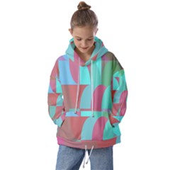 Geometric Ocean Purple Blue Pink Kids  Oversized Hoodie