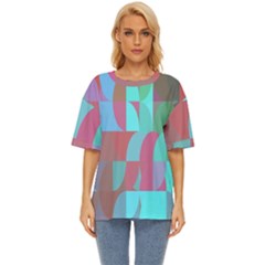 Geometric Ocean Purple Blue Pink Oversized Basic T-shirt