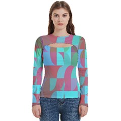 Geometric Ocean Purple Blue Pink Women s Cut Out Long Sleeve T-shirt by ConteMonfrey