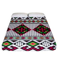 Ukrainian Folk Seamless Pattern Ethnic Ornament Border Element Traditional Fitted Sheet (california King Size)