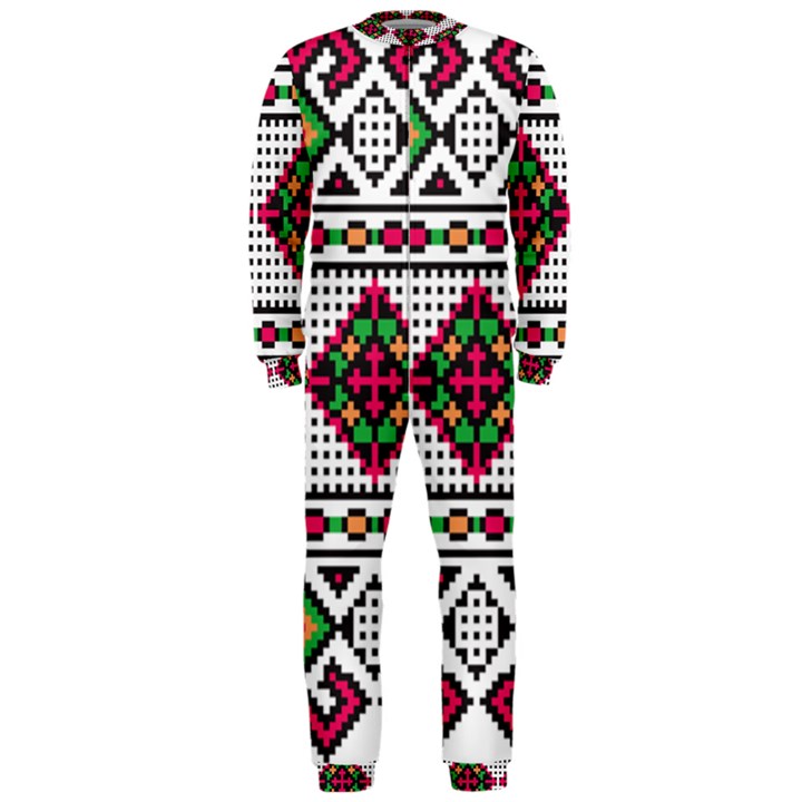 Ukrainian Folk Seamless Pattern Ethnic Ornament Border Element Traditional OnePiece Jumpsuit (Men)