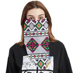 Ukrainian Folk Seamless Pattern Ethnic Ornament Border Element Traditional Face Covering Bandana (triangle)