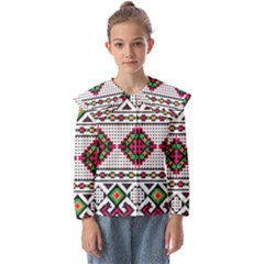 Ukrainian Folk Seamless Pattern Ethnic Ornament Border Element Traditional Kids  Peter Pan Collar Blouse