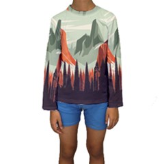 Mountains Kids  Long Sleeve Swimwear