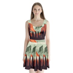 Mountains Split Back Mini Dress 