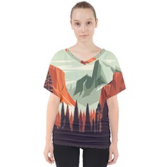 Mountains V-neck Dolman Drape Top by Salmanaz77