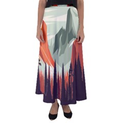 Mountains Flared Maxi Skirt