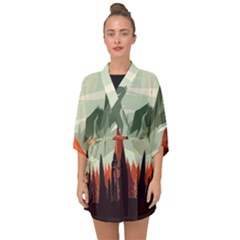 Mountains Half Sleeve Chiffon Kimono