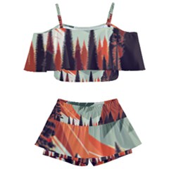 Mountains Kids  Off Shoulder Skirt Bikini by Salmanaz77