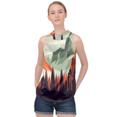 Mountains High Neck Satin Top