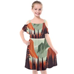 Mountains Kids  Cut Out Shoulders Chiffon Dress