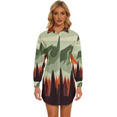 Mountains Womens Long Sleeve Shirt Dress