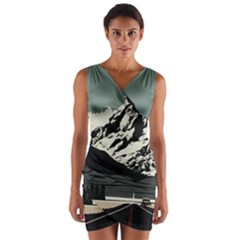 Mountains Wrap Front Bodycon Dress