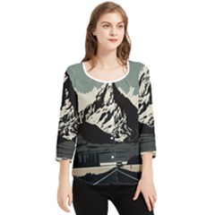 Mountains Chiffon Quarter Sleeve Blouse