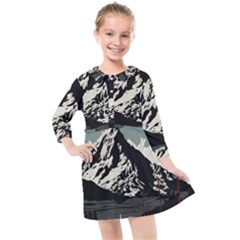 Mountains Kids  Quarter Sleeve Shirt Dress by Salmanaz77