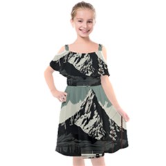 Mountains Kids  Cut Out Shoulders Chiffon Dress