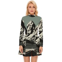 Mountains Long Sleeve Velour Longline Dress