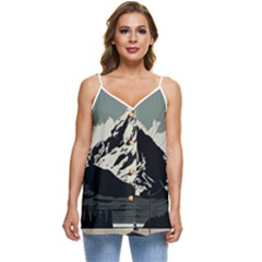 Mountains Casual Spaghetti Strap Chiffon Top