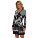 Mountains Long Sleeve Deep V Mini Dress  View2