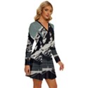 Mountains Long Sleeve Deep V Mini Dress  View3