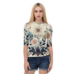 Flowers Bloom Blossom Flora Modern Quarter Sleeve Raglan T-shirt