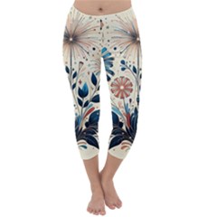 Flowers Bloom Blossom Flora Modern Capri Winter Leggings 