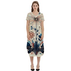 Flowers Bloom Blossom Flora Modern T-shirt Midi Dress With Pockets