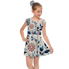 Flowers Bloom Blossom Flora Modern Kids  Cap Sleeve Dress