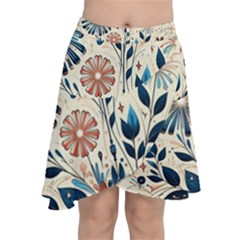 Flowers Bloom Blossom Flora Modern Chiffon Wrap Front Skirt