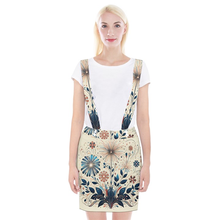 Flowers Bloom Blossom Flora Modern Braces Suspender Skirt