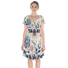 Flowers Bloom Blossom Flora Modern Short Sleeve Bardot Dress