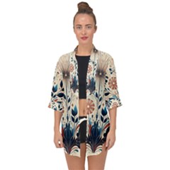 Flowers Bloom Blossom Flora Modern Open Front Chiffon Kimono