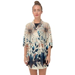 Flowers Bloom Blossom Flora Modern Half Sleeve Chiffon Kimono