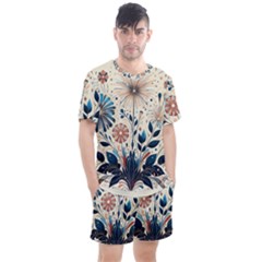 Flowers Bloom Blossom Flora Modern Men s Mesh T-shirt And Shorts Set