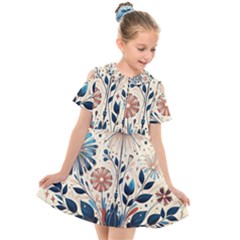 Flowers Bloom Blossom Flora Modern Kids  Short Sleeve Shirt Dress by Salmanaz77