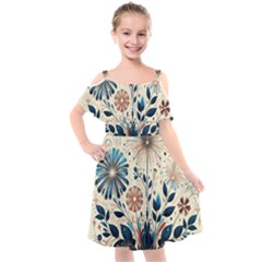 Flowers Bloom Blossom Flora Modern Kids  Cut Out Shoulders Chiffon Dress