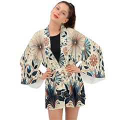 Flowers Bloom Blossom Flora Modern Long Sleeve Kimono