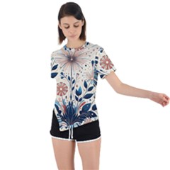 Flowers Bloom Blossom Flora Modern Asymmetrical Short Sleeve Sports T-shirt