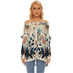 Flowers Bloom Blossom Flora Modern Off Shoulder Chiffon Pocket Shirt