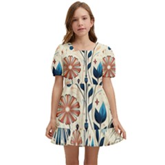 Flowers Bloom Blossom Flora Modern Kids  Short Sleeve Dolly Dress by Salmanaz77